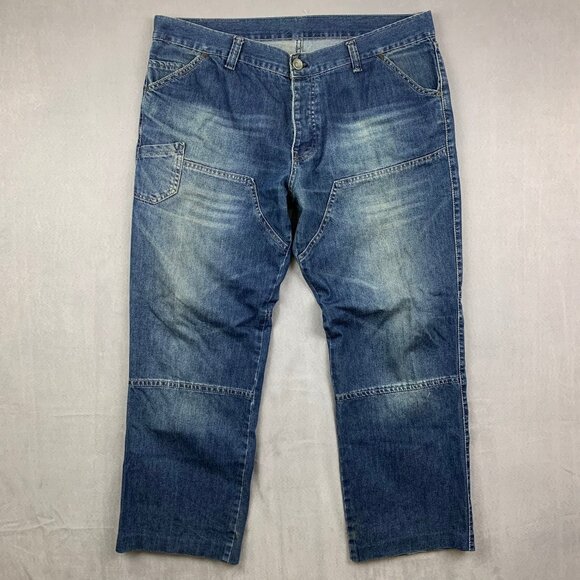 Ed Hardy Other - Ed Hardy Mens Pants 38 Blue Jeans Straight Leg Faded Denim Button Fly 38x30